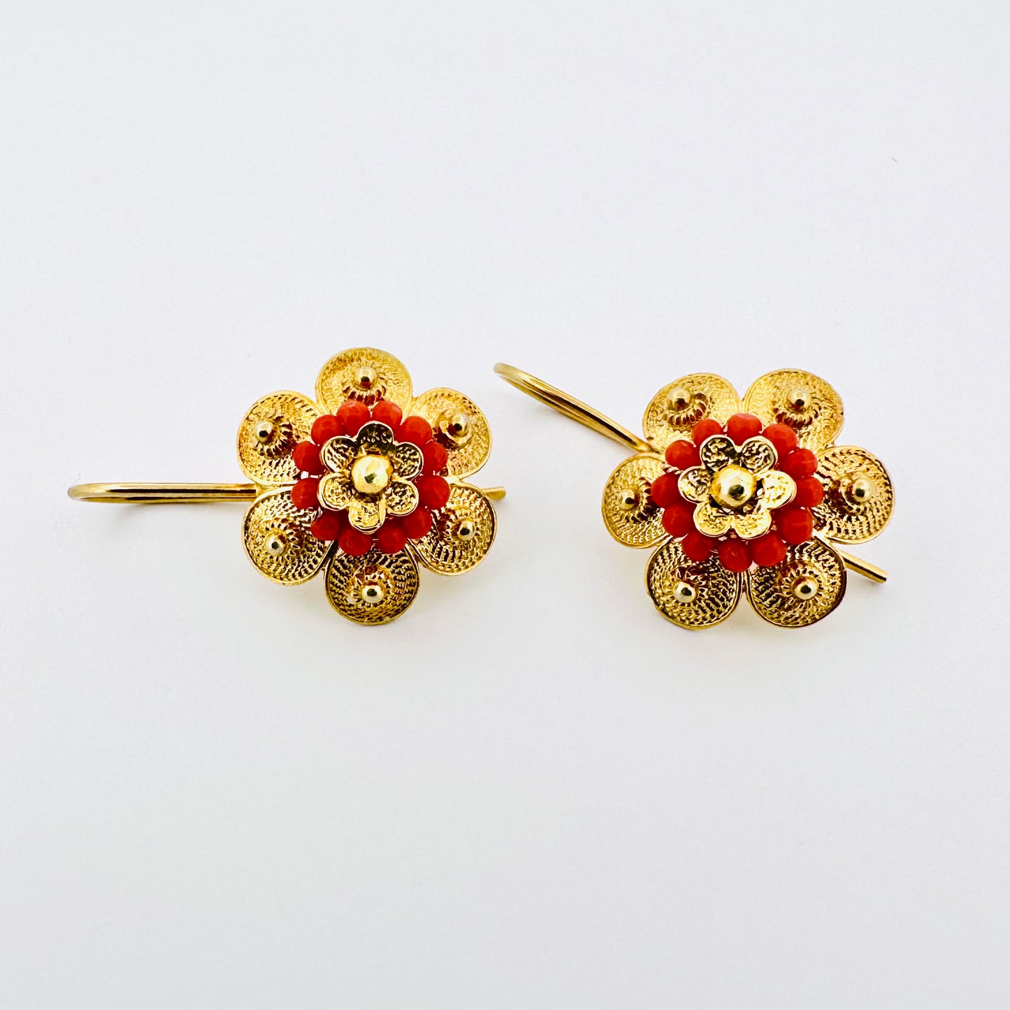 Coral Flower Earrings - Gold - Last pair!