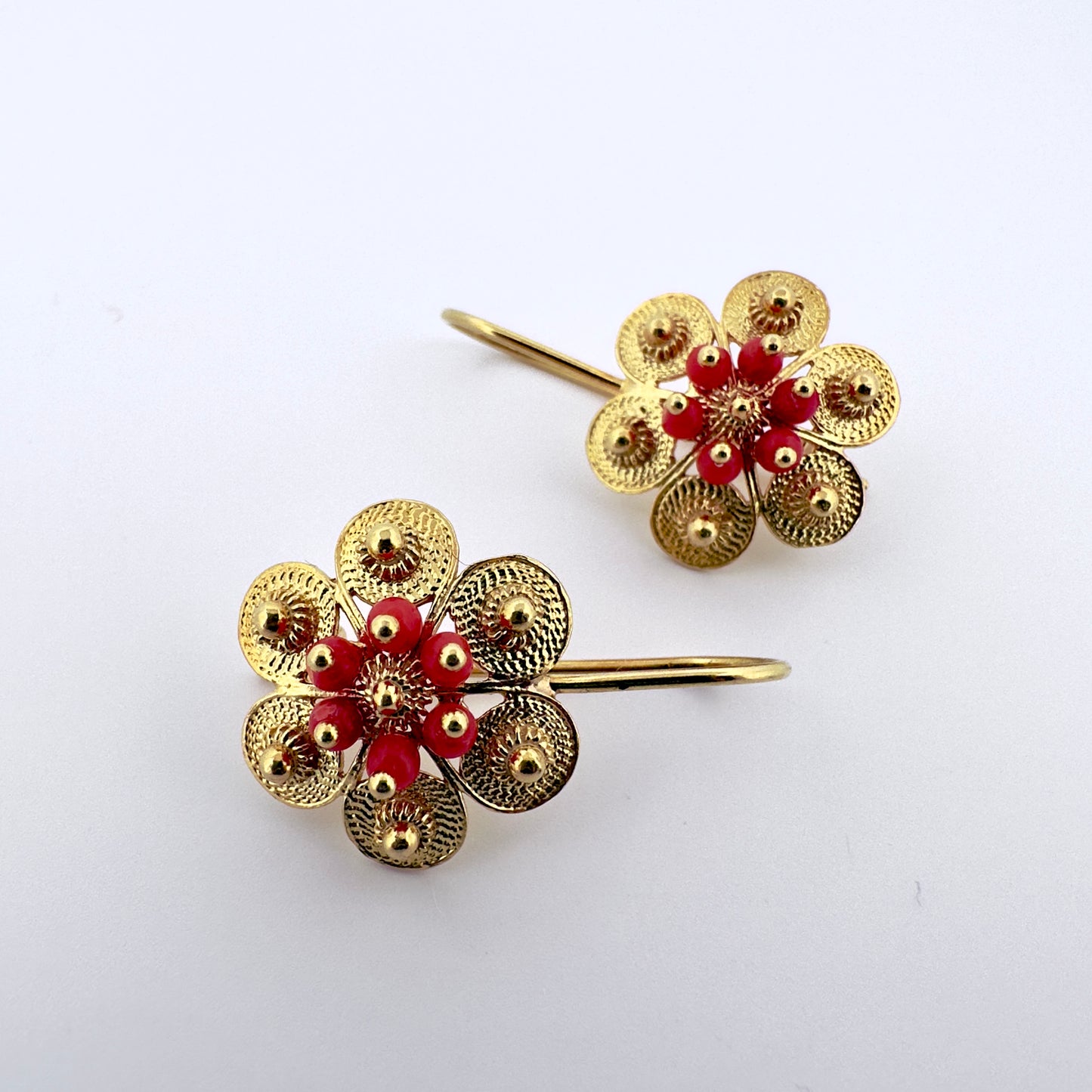 Coral Flower Earrings - Gold - Last pair!